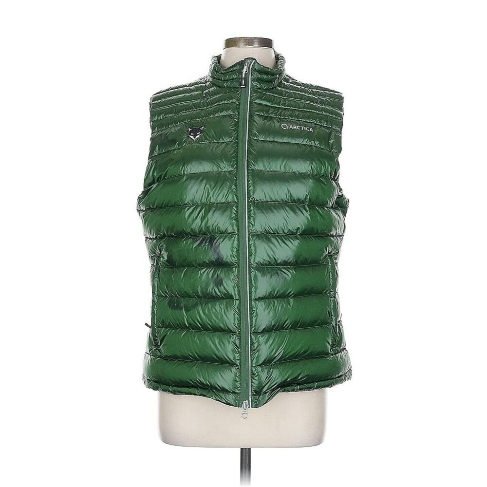 Arctica Winter Puffer Vest Down | Shiny Green Zipper High Neck Large L 12-14